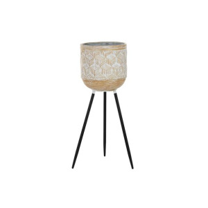 Doniczka DKD Home Decor Czarny Złoty Metal Biały Dwuowy (26 x 26 x 70 cm)
