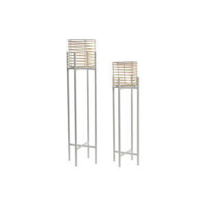 Zestaw garnków DKD Home Decor Metal Brązowy Biały Rattan (21 x 21 x 77 cm)
