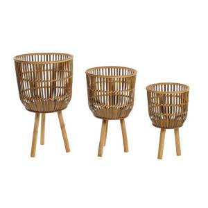Zestaw doniczek DKD Home Decor Naturalny Brązowy Bambus 37 x 37 x 63 cm
