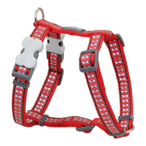 Szelki dla psa Red Dingo Czerwony Kość Odblaskowy 30-48 cm