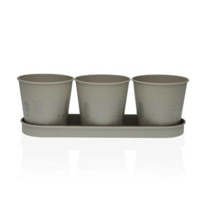 Doniczka Versa Szary Potrójny Metal (11 x 33 cm)