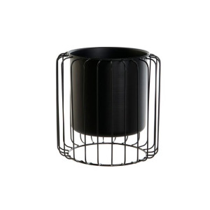 Doniczka DKD Home Decor 26 x 26 x 26 cm Czarny Metal