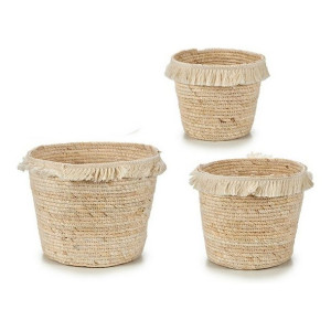 Doniczka Beżowy Materiał Słoma Naturalny brąz (3 pcs)