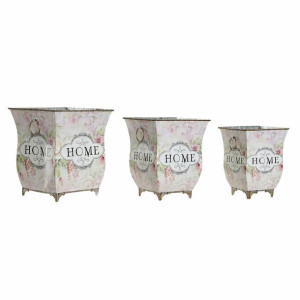 Doniczka DKD Home Decor 21,5 x 21,5 x 25 cm Różowy Metal Kvety Shabby Chic