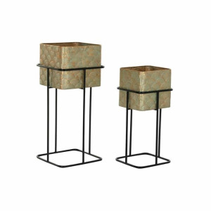 Zestaw doniczek DKD Home Decor Metal 34 x 34 x 76 cm (2 Sztuk)