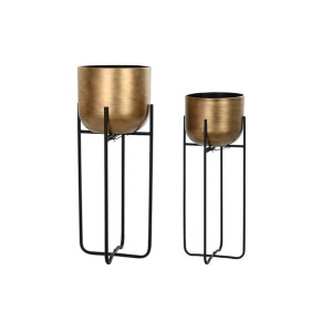 Zestaw garnków DKD Home Decor Czarny Metal Miedź Vintage (29 x 29 x 70 cm)