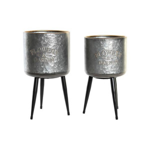 Zestaw garnków DKD Home Decor Czarny Szary 100 % Metal (25 x 25 x 46	 cm)