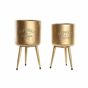 Zestaw doniczek DKD Home Decor 25,5 x 25,5 x 44 cm Metal (2 Sztuk)