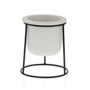 Doniczka Versa Biała Ceramika Metal (10,5 x 14,5 x 10,5 cm)