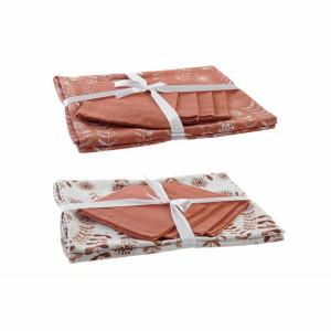 Obrus i serwetki DKD Home Decor 150 x 150 x 0,5 cm Terakota Biały (2 Sztuk)