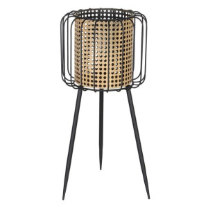 Doniczka 24,5 x 24,5 x 54 cm Naturalny Czarny Metal