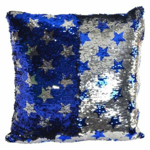 Poduszka DKD Home Decor 8424001493609 Srebrzysty Niebieski gwiazda Velvet