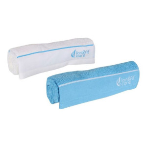 Ręcznik kąpielowy LongFit Care Niebieski / Biały 2 Sztuk (33 x 100 cm)