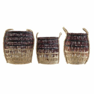 zestaw koszyków DKD Home Decor Tropikalny Trawa morska (3 pcs)