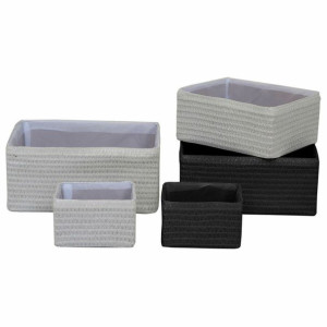 zestaw koszyków DKD Home Decor 41 x 30 x 18 cm Czarny Biały polipropylen