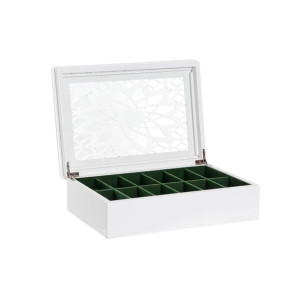 Futerał na zegarki DKD Home Decor 29 x 20 x 9 cm Szkło Biały Drewno MDF