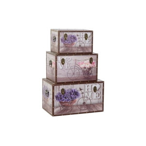 Zestaw kufrów DKD Home Decor Płótno Rower MDF (59,5 x 34 x 34 cm)