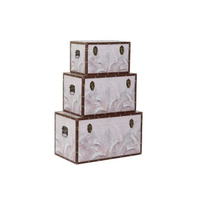 Zestaw kufrów DKD Home Decor Płótno MDF Tropikalny (59,5 x 34 x 34 cm)