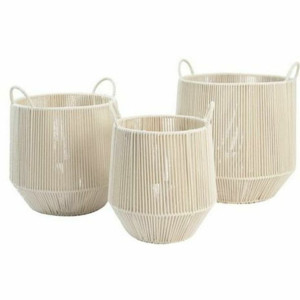 zestaw koszyków DKD Home Decor Beżowy Metal Bawełna (38 x 38 x 45 cm)