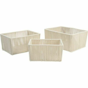 zestaw koszyków DKD Home Decor Beżowy Metal Bawełna (40 x 30 x 20 cm)