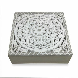 Pudełko na biżuterię Versa Mandala 22 x 7 x 22 cm Drewno MDF