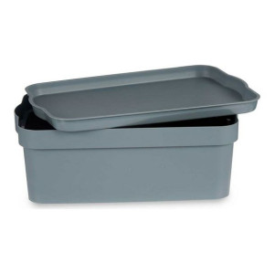 Schowek z pokrywką Szary Plastikowy (21,5 x 11 x 31,5 cm)