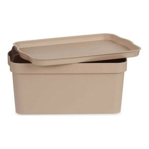 Schowek z pokrywką Beżowy Plastikowy (21,5 x 14,5 x 32 cm)