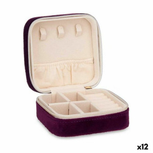 Pudełko na biżuterię Aksamit Bordeaux (10 x 5 x 10 cm) (12 Sztuk)