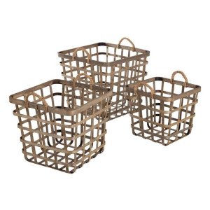 Zestaw koszy 42 x 42 x 37 cm Naturalny Bambus (3 Części)