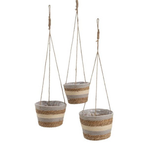 Zestaw koszy Naturalny Szary Naturalne Włókno 20 x 20 x 27 cm (3 Części)