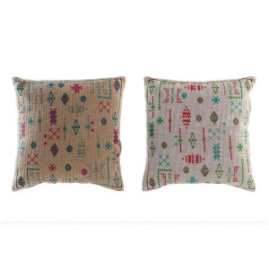Poduszka DKD Home Decor Beżowy Biały 50 x 10 x 50 cm Ikat Boho (2 Sztuk)