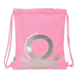 Worek na buty ze sznurkami Benetton Flamingo pink Różowy (35 x 40 x 1 cm)