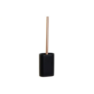 Szczotka toaletowa DKD Home Decor 10 x 6 x 40 cm Czarny Złoty Żywica
