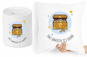 Dla Baristy Zestaw Poduszka + Skarbonka Prezent