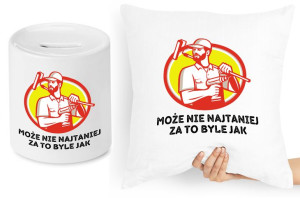Dla Budowlańca Zestaw Poduszka + Skarbonka