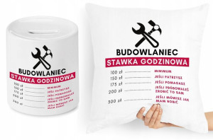 Dla Budowlańca Zestaw Poduszka + Skarbonka