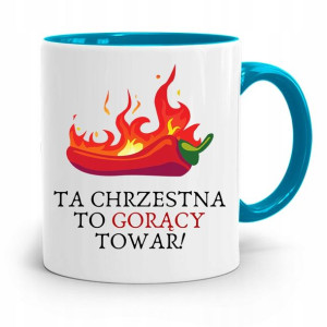 Dla Chrzestnego Chrzestnej Kubek Błękitny Prezent