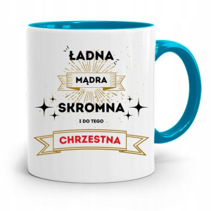 Dla Chrzestnego Chrzestnej Kubek Błękitny Prezent