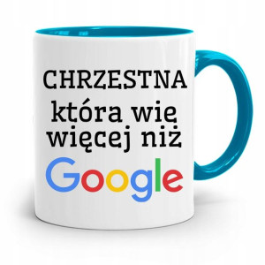 Dla Chrzestnego Chrzestnej Kubek Błękitny Prezent