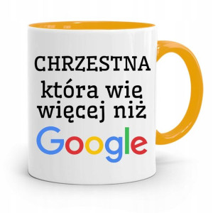 Dla Chrzestnego Chrzestnej Kubek Żółty Na Prezent