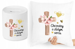 Dla Chrzestnego Zestaw Poduszka + Skarbonka