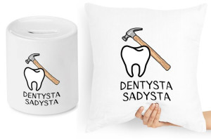 Dla Dentysty Zestaw Poduszka + Skarbonka Prezent