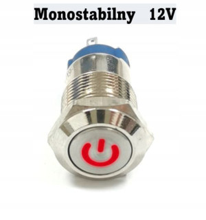 Przycisk wciskany 12mm podświetlany LED 12V 24V mo