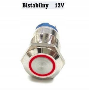 Przycisk wciskany 12mm podświetlany LED 12V 24V bi