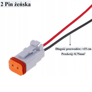 Złącze DEUTSCH DT 2 PIN kompletna z przewodami żeń