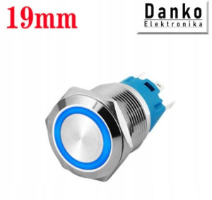 Przycisk przełącznik 19mm podświetlany LED 230V mo