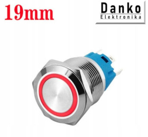 Przycisk przełącznik 19mm podświetlany LED 230V mo