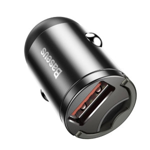 Mini Ładowarka Samochodowa Baseus Tiny Star, Usb, Qc 3.0, 30W (Szara)