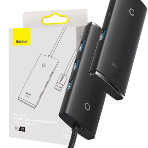 Hub 4W1 Baseus Lite Series Usb Do 4X Usb 3.0 25Cm (Czarny)