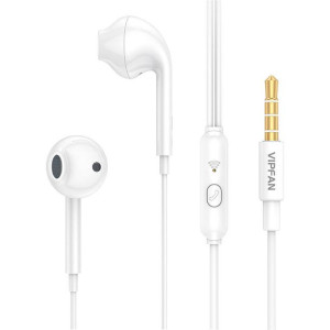 Słuchawki Douszne Przewodowe Vipfan M15, Jack 3.5Mm, 1M (Białe)